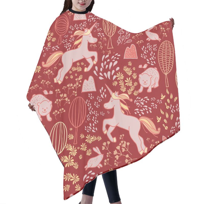 Personality  Pattern Of Animals And Magical Unicorns. Hair Cutting Cape