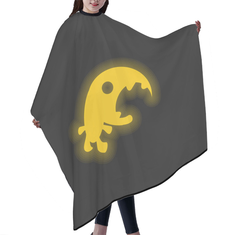 Personality  Big Mouth Monster Yellow Glowing Neon Icon Hair Cutting Cape