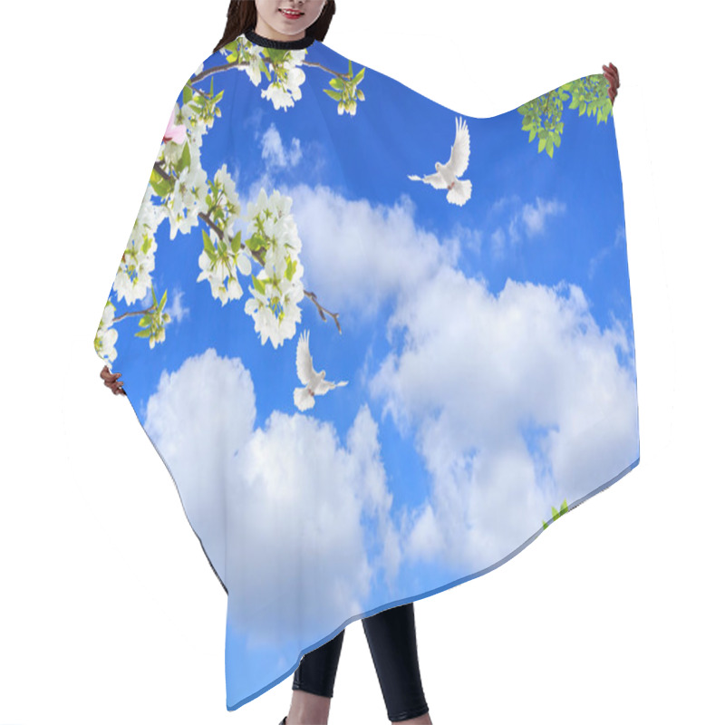 Personality  3d Flower , Butterfly Sky And Flower Home Brick Wall Background Hair Cutting Cape