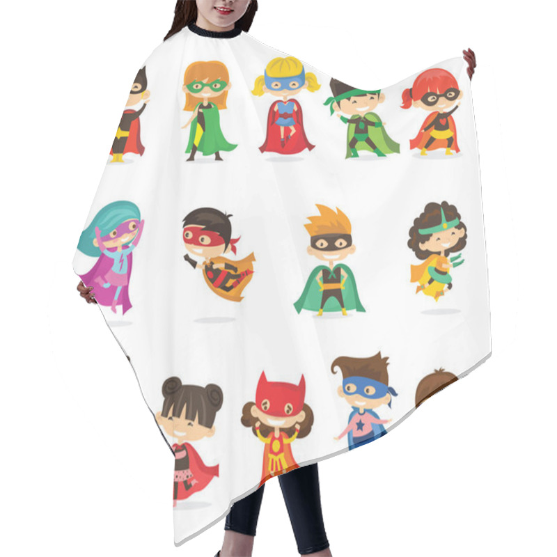 Personality  Cartoon Kids Superheroes Wearing Comics Costumes Hair Cutting Cape