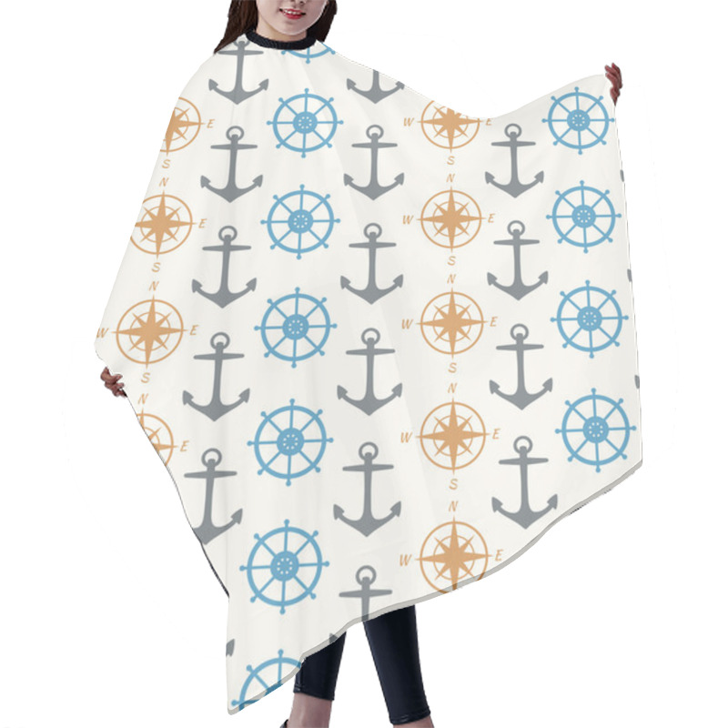 Personality  Seamless Background With Maritime Symbols Hair Cutting Cape