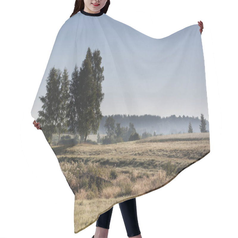 Personality  Green Agro Field With Pine Forest Hair Cutting Cape