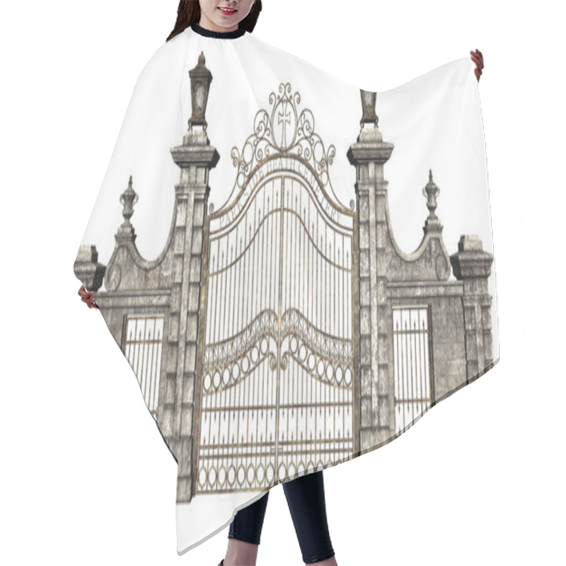 Personality  3D Rendered Cast Iron Gate On White Background - 3D Illustration Hair Cutting Cape