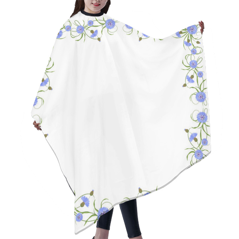 Personality  Frame With Cornflowers And Leaves. Hair Cutting Cape