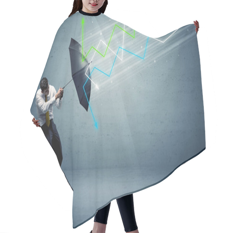 Personality  Business Person With Umbrella And Stock Market Arrows Concept Hair Cutting Cape