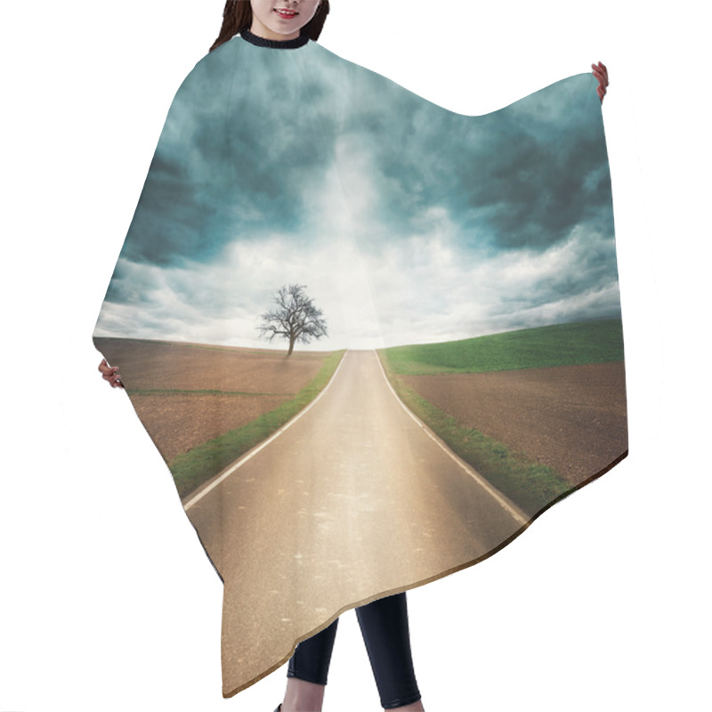 Personality  Lonely Road With Dramatic Mood Hair Cutting Cape