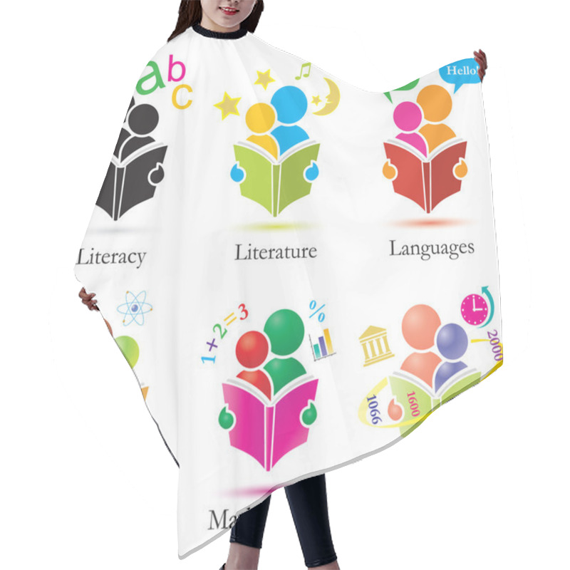 Personality  Vector Study Together Icons Set Hair Cutting Cape