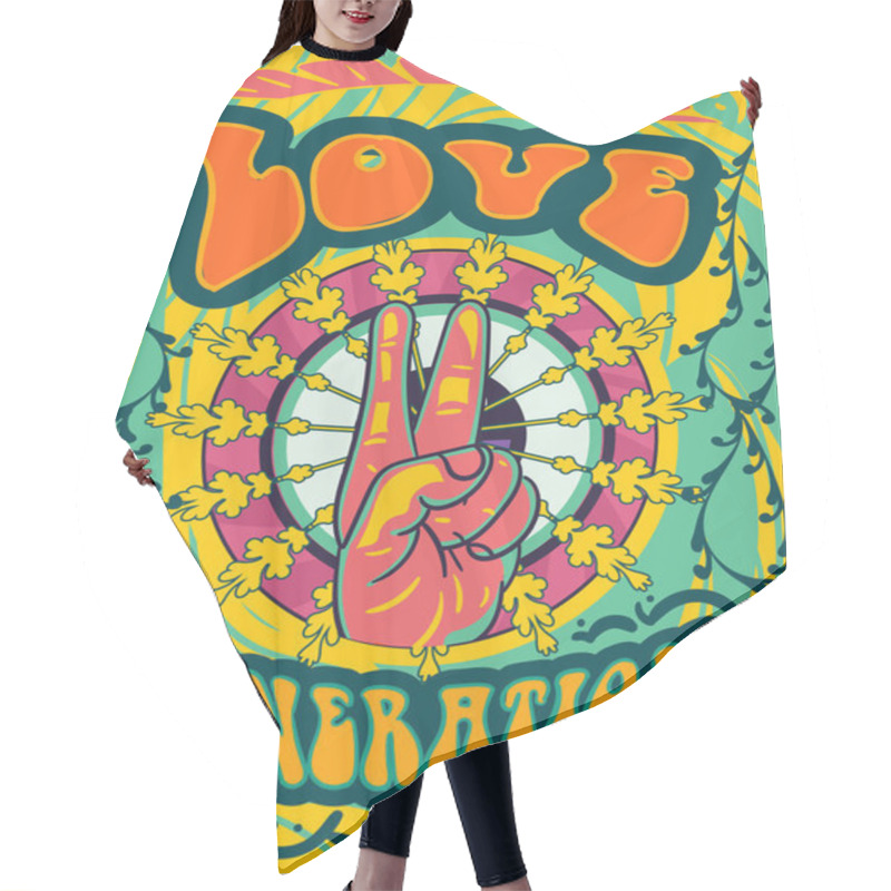 Personality  Bright Psychedelic Love Generation Cover Design Hair Cutting Cape