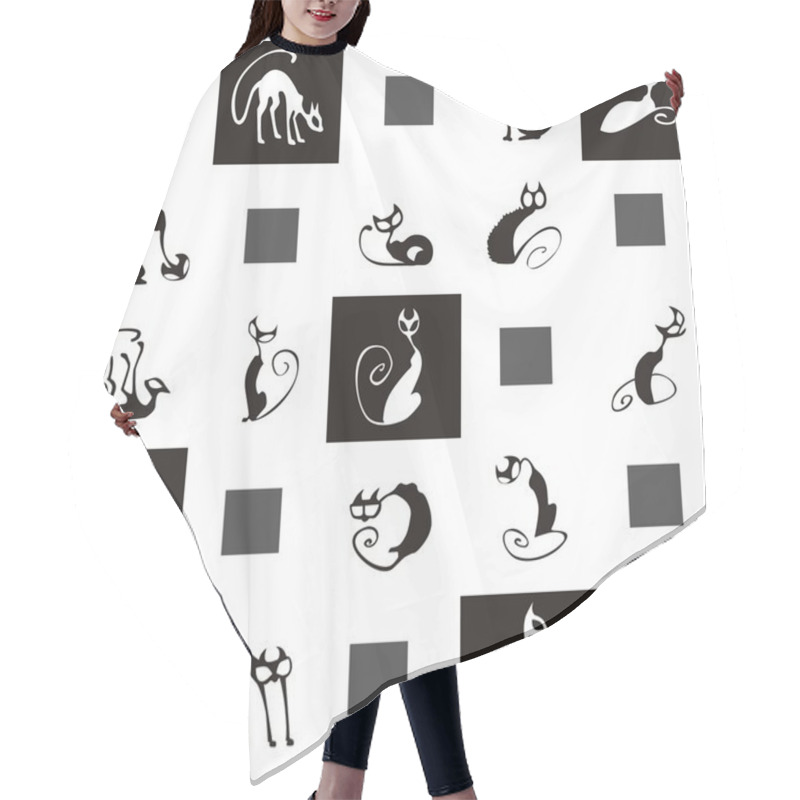 Personality  Black And White Cats Icons Hair Cutting Cape