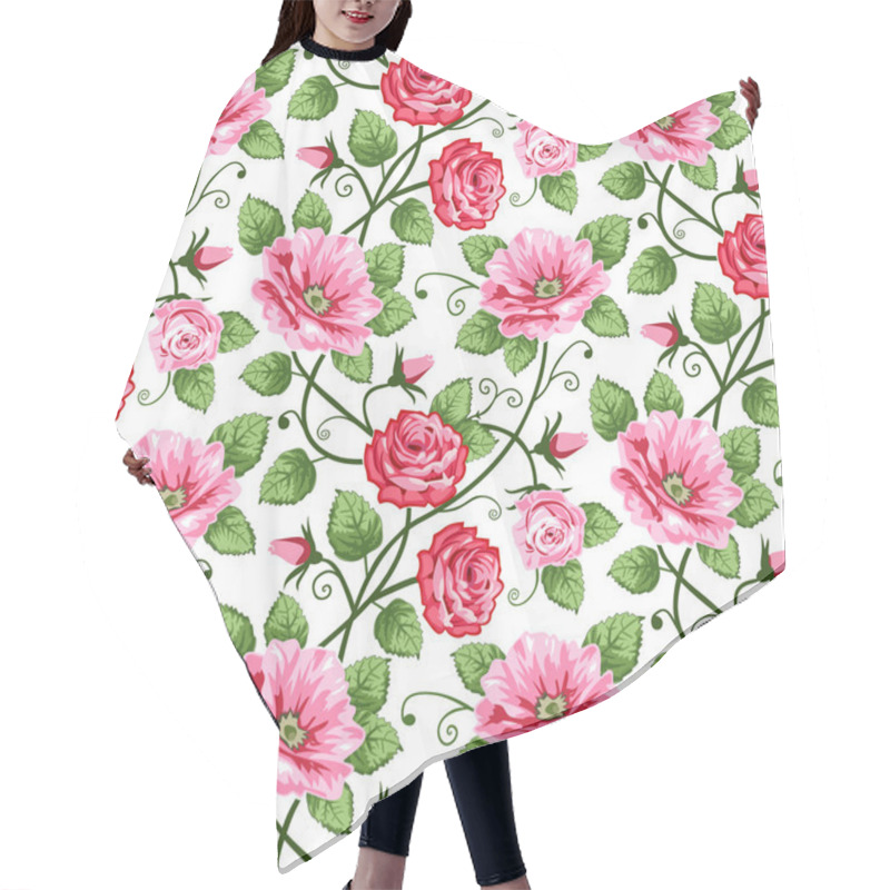 Personality  Seamless Roses Pattern Hair Cutting Cape