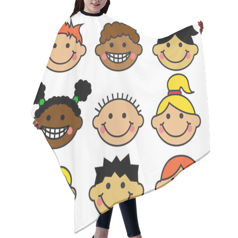 Personality  Cartoon Children's Faces Different Nationalities Hair Cutting Cape