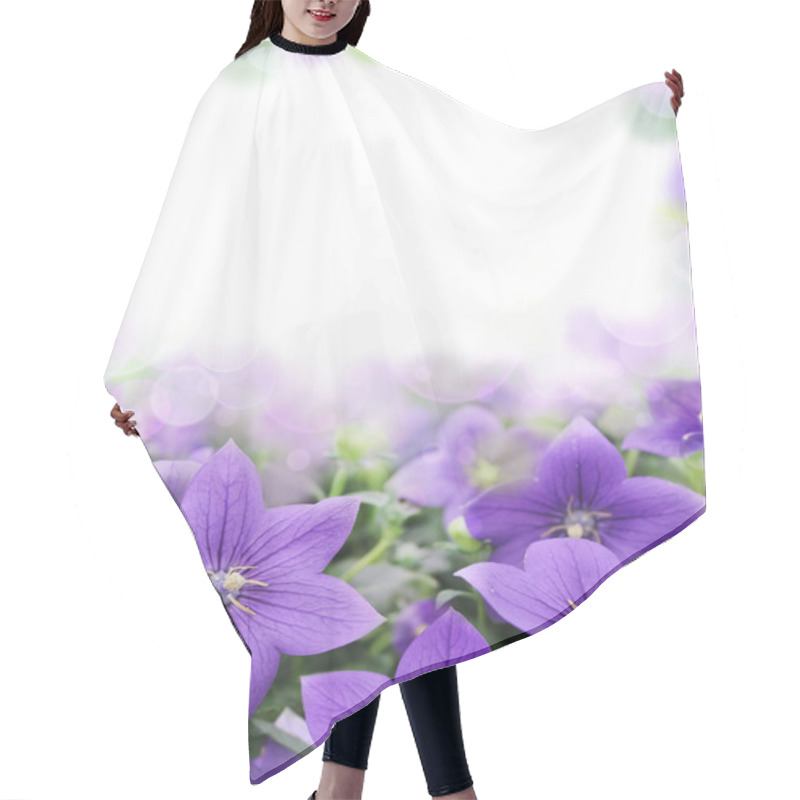 Personality  Beautiful Bluebells On Blurred Background Hair Cutting Cape