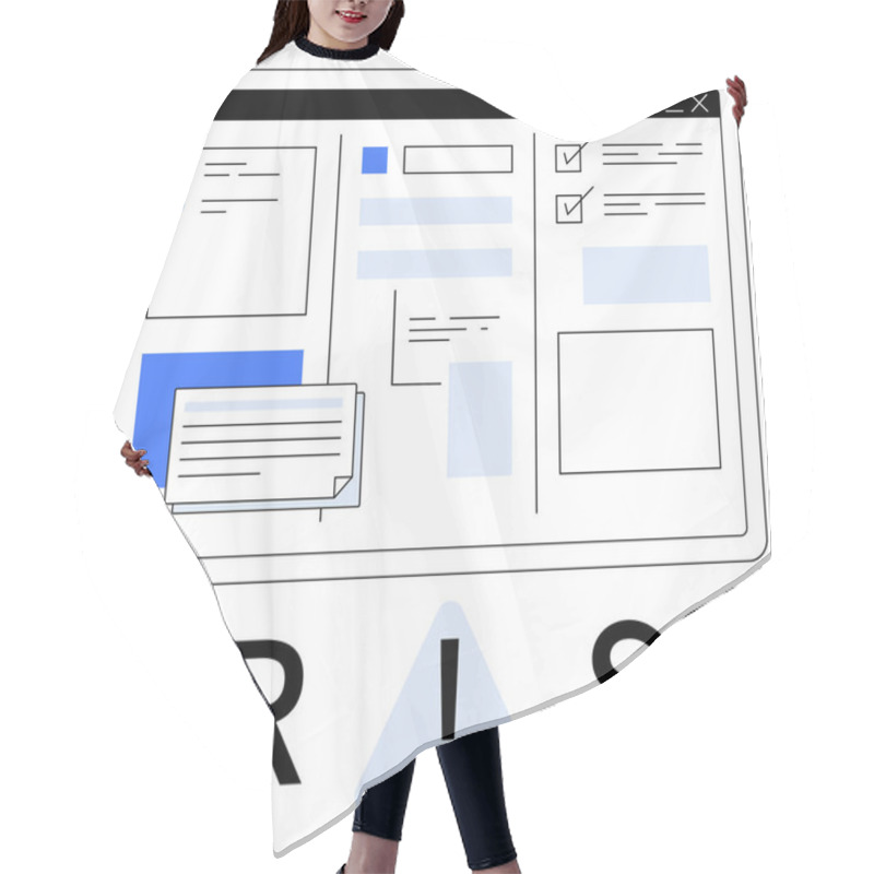 Personality  Online Dashboard With Interface Elements Such As Checkboxes, Text Fields, And Notifications. Developer Working On A Laptop With Coding Elements Below, Emphasizing Risk Management. Ideal For Tech Hair Cutting Cape