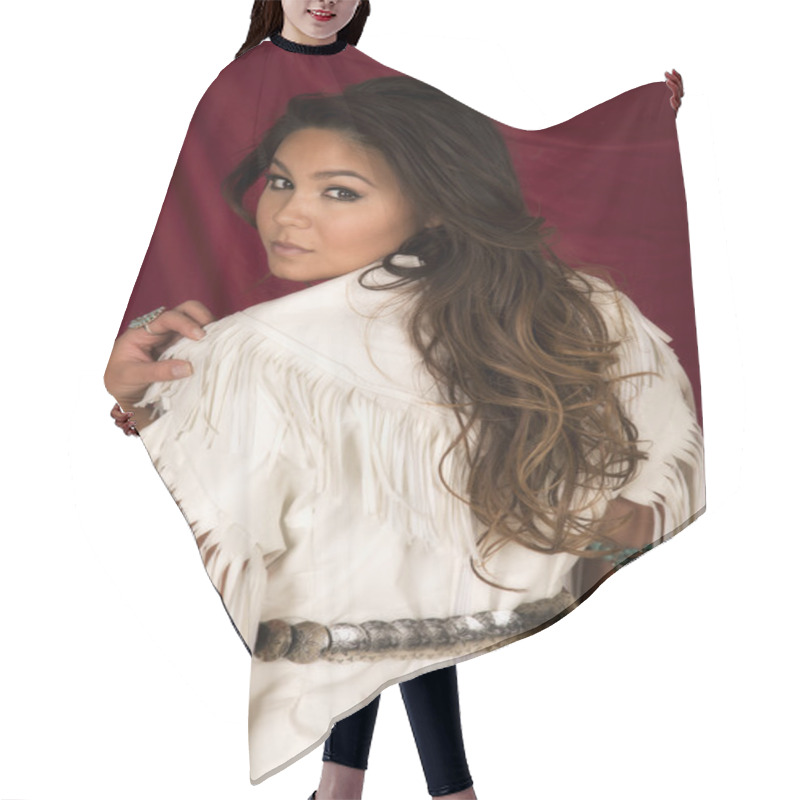 Personality  Native American Woman Hair Cutting Cape