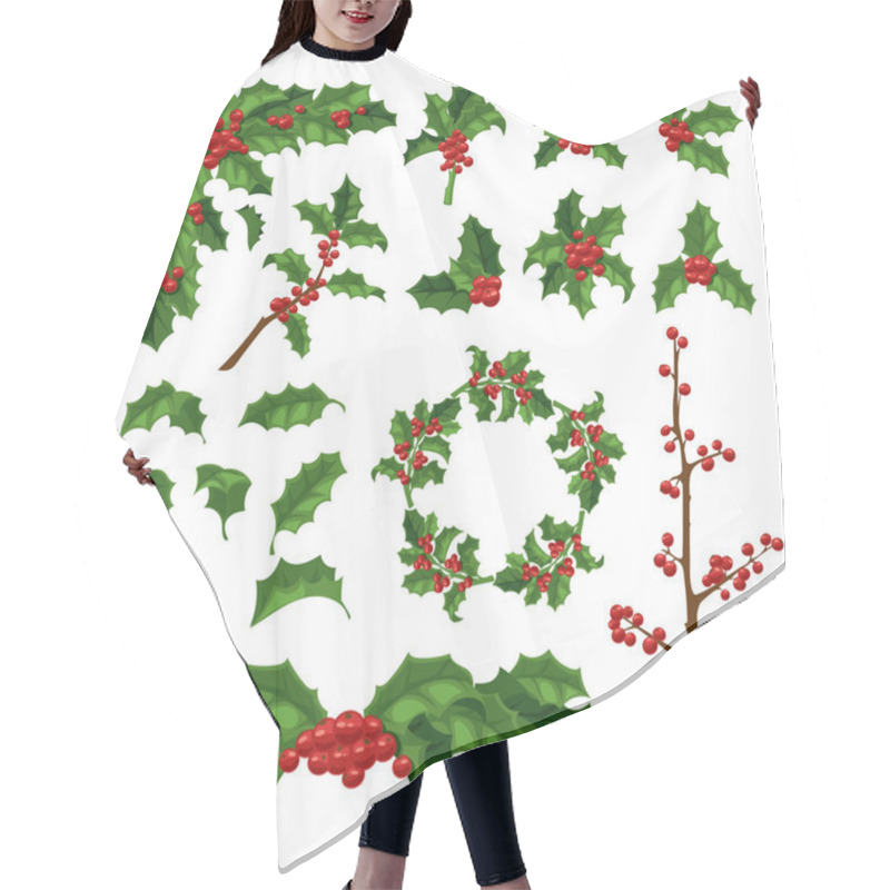 Personality  Christmas Berry Decoration Vector Set. Hair Cutting Cape