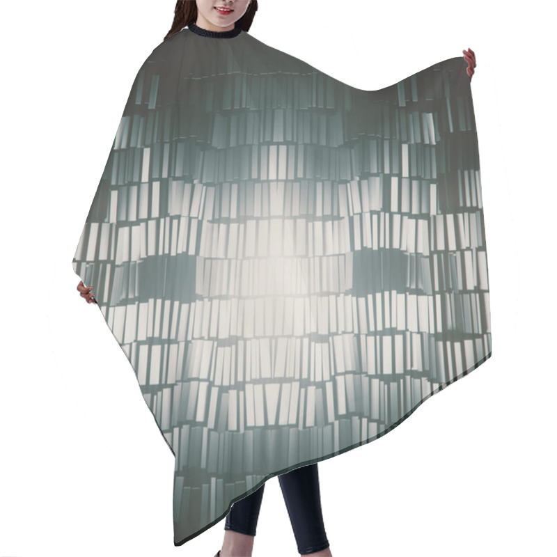 Personality  Digital Illustration Of An Undulating Surface Of Dark Shiny Rectangles. Magical Interplay Of Intertwining Intricate Patterns. 3d Rendering Hair Cutting Cape