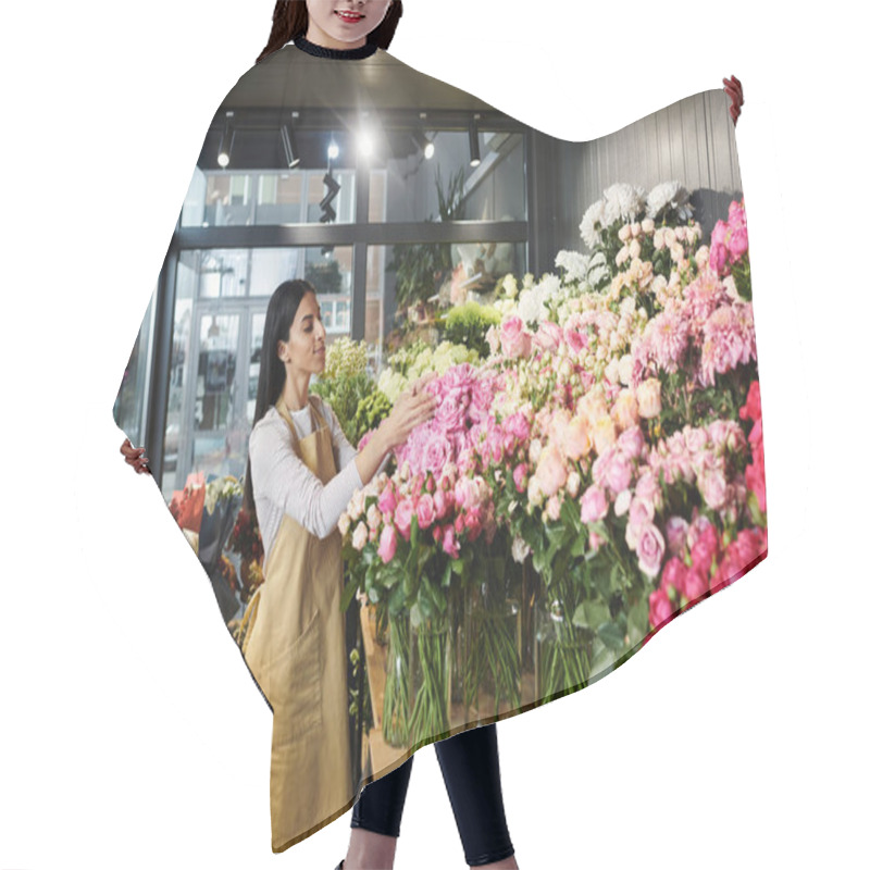 Personality  A Talented Florist Arranges Beautiful Bouquets Among Fresh Blooms In Her Shop. Hair Cutting Cape