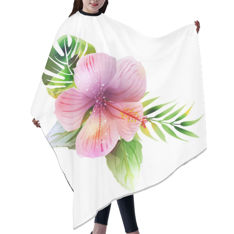 Personality  Tropical Plants With Hibiscus. Hair Cutting Cape