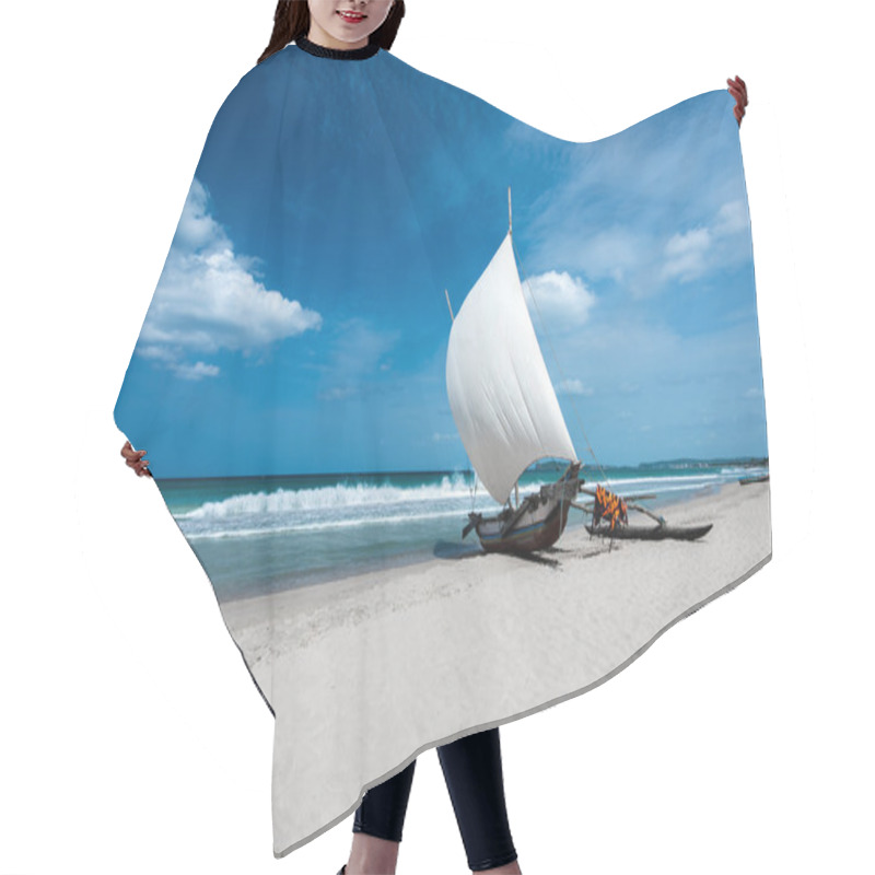 Personality  Boat On Beautiful Beach Hair Cutting Cape