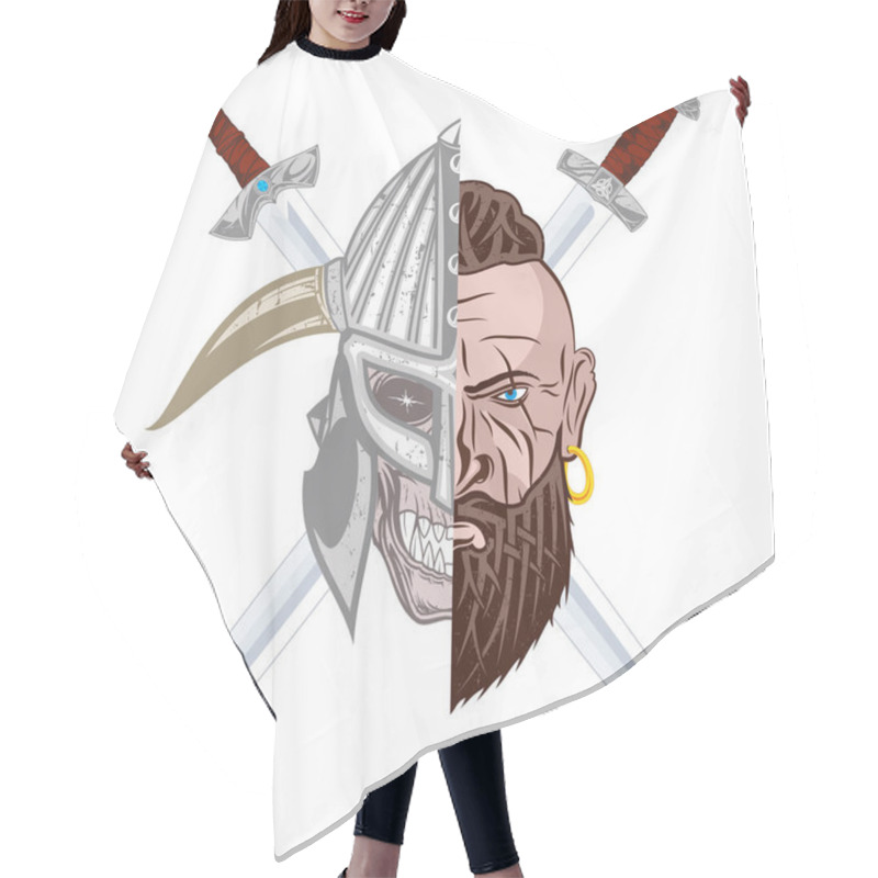 Personality  Viking_Skull_Sword Hair Cutting Cape