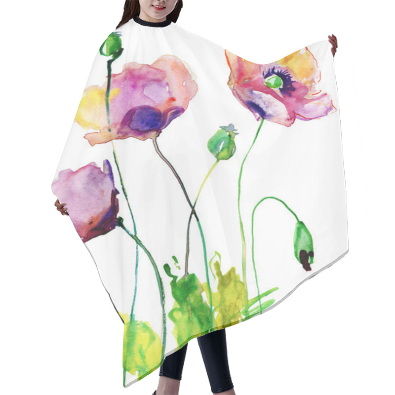 Personality  Stylized Poppy Flowers Hair Cutting Cape