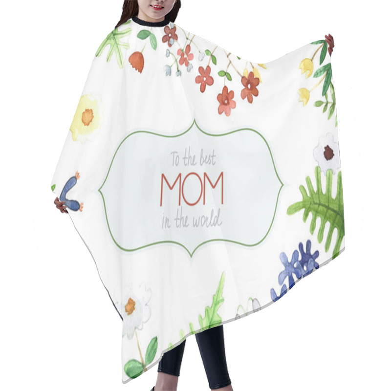 Personality  Happy Mother's Day Card - Postcard With An Ornament Of The Watercolor Spring Flowers. Hair Cutting Cape