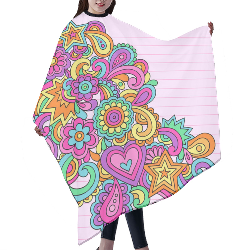 Personality  Flower Power Doodles Groovy Psychedelic Flowers Vector Set Hair Cutting Cape