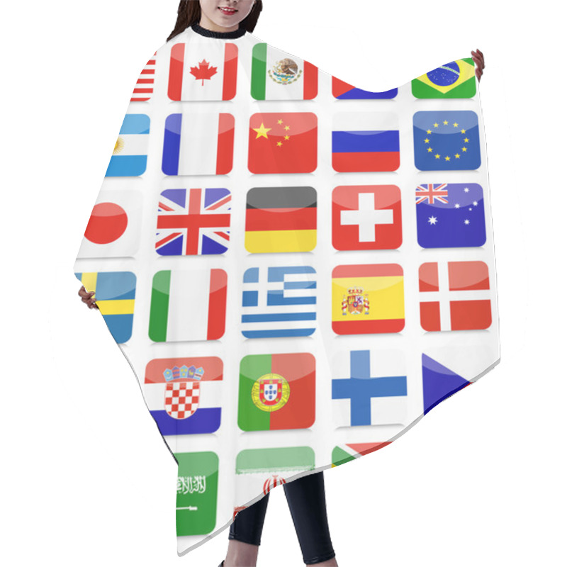 Personality  World Flags Flat Square Icon Set Hair Cutting Cape