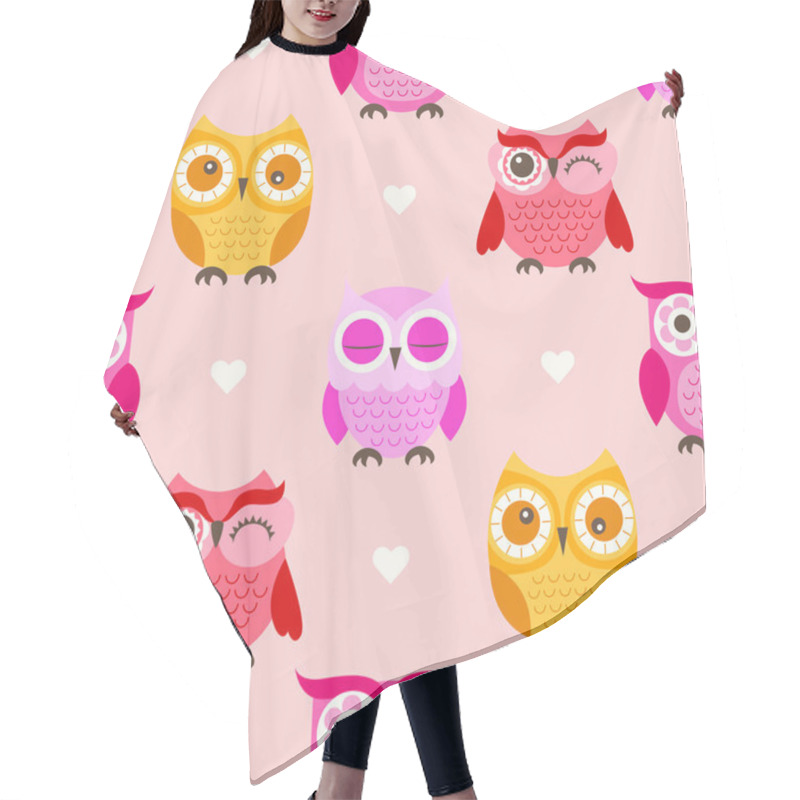 Personality  Seamless Cartoon Owls Pattern Hair Cutting Cape