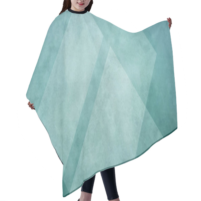 Personality  Blue Green Background With White Layers Of Textured Transparent Diamonds Or Square Shapes In Geometric Design Hair Cutting Cape