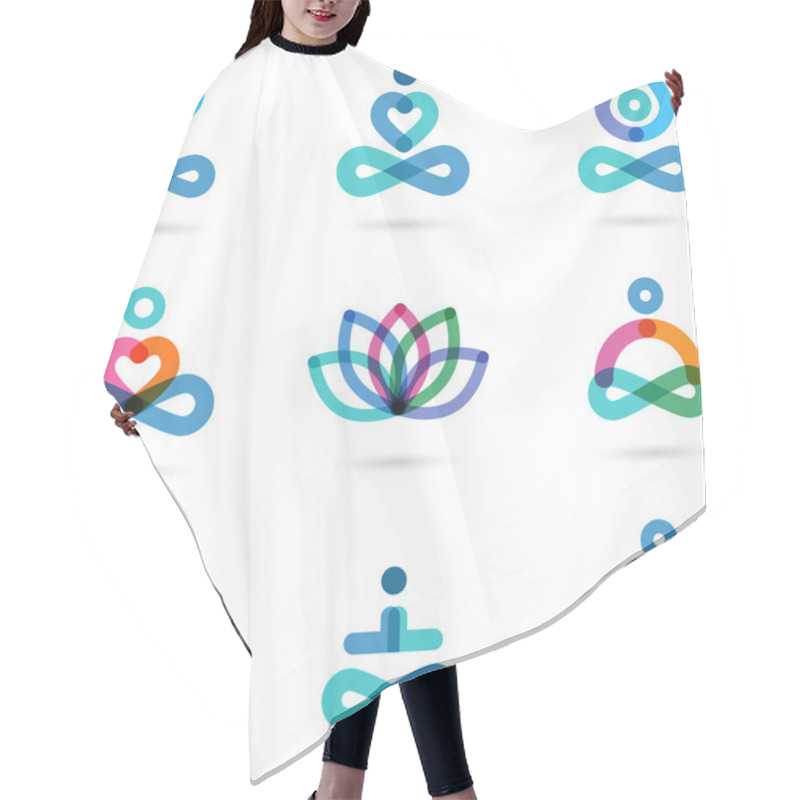 Personality  Collection Of Yoga Icons, Elements And Symbols Hair Cutting Cape