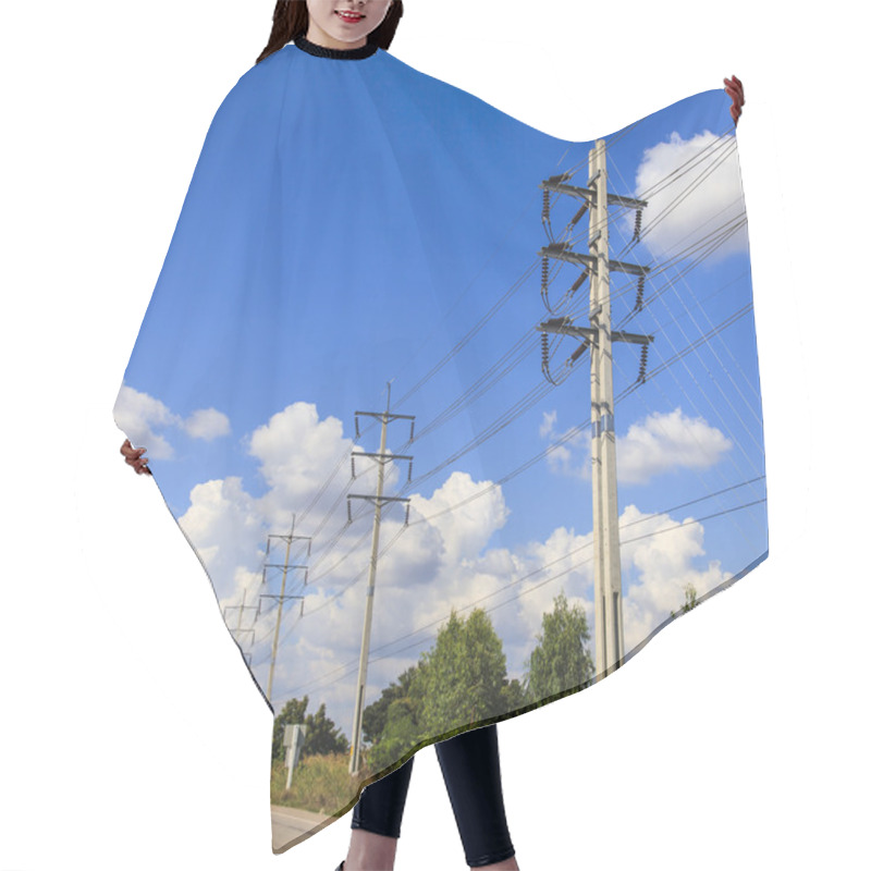 Personality  Electric Pole On Blue Sky Hair Cutting Cape