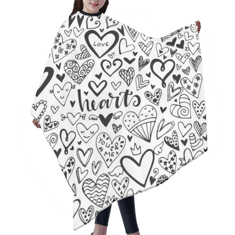 Personality  Set Of Black Hand Drawn Vector Hearts  Hair Cutting Cape