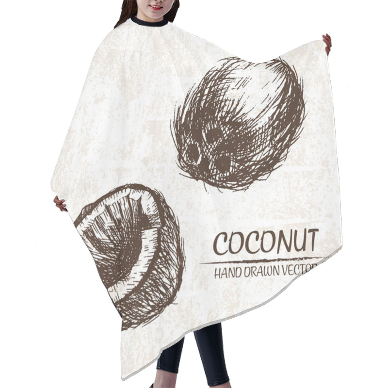 Personality  Digital Vector Detailed Coconut Hand Drawn Hair Cutting Cape