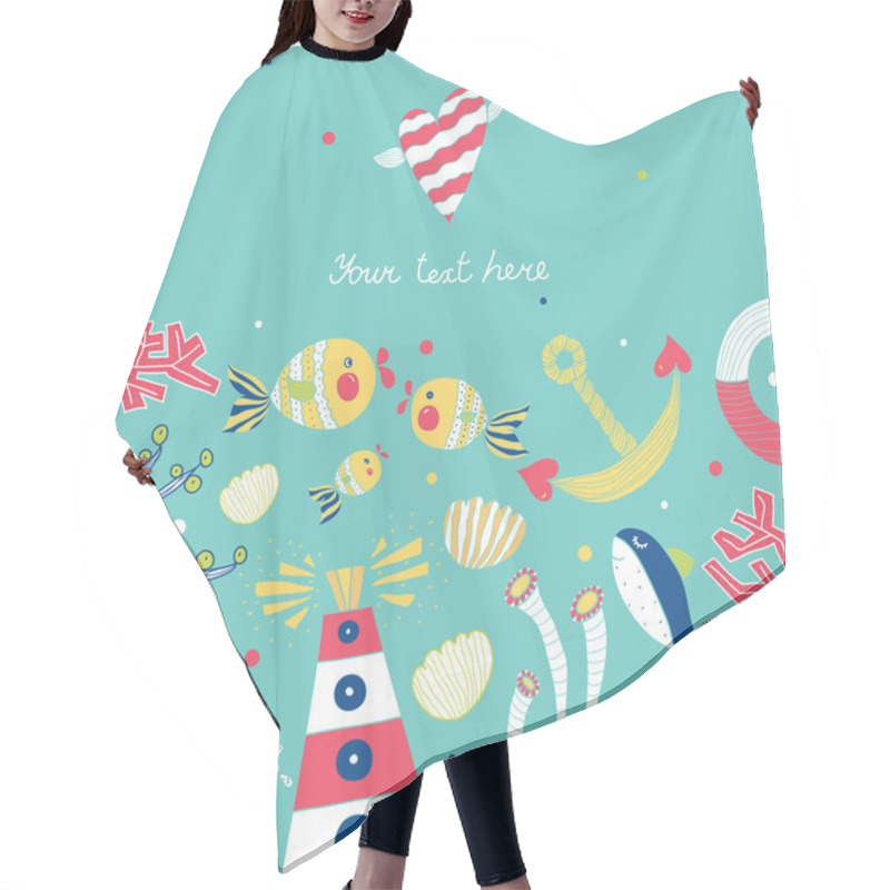 Personality  Marine  Seamless Pattern. Hair Cutting Cape