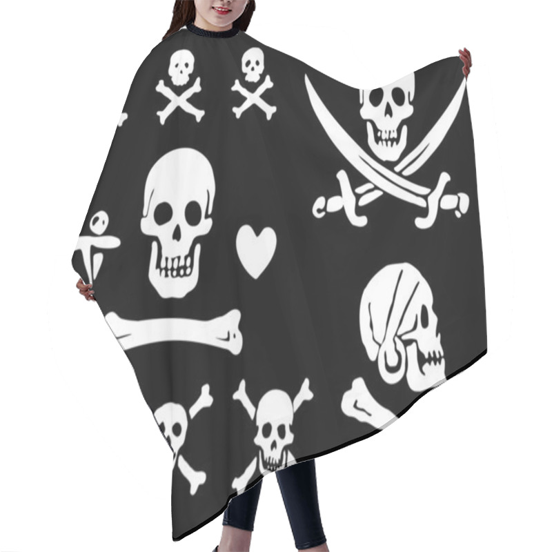 Personality  A Set Of Pirate Flags, Skulls And Bones Hair Cutting Cape