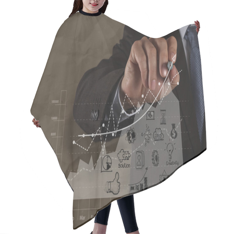 Personality  Businessman Hand Draws Business Strategy With Crumpled Recycle Hair Cutting Cape