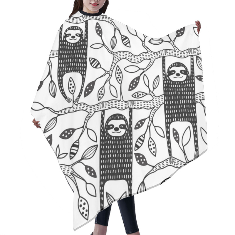 Personality  Sloths Seamless Pattern Hair Cutting Cape