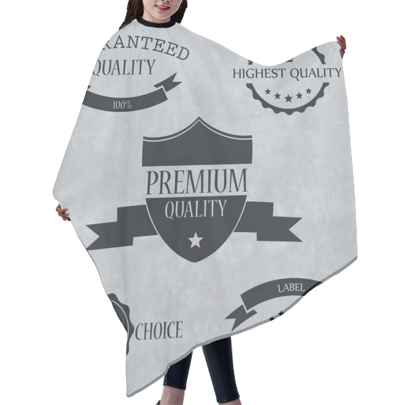 Personality  Quality And Guaranteed - Vector Signs, Emblems And Labels Hair Cutting Cape