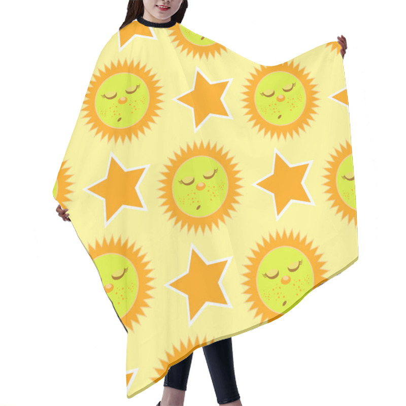 Personality  Sleeping Sun And Star. Seamless Pattern Hair Cutting Cape