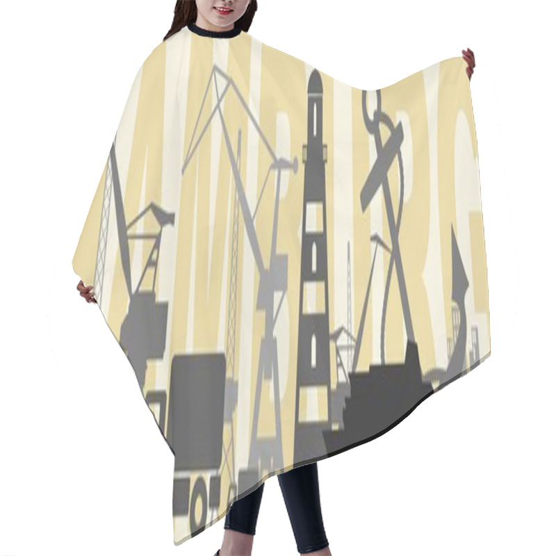 Personality  Commercial Seaport Abstraction Hair Cutting Cape