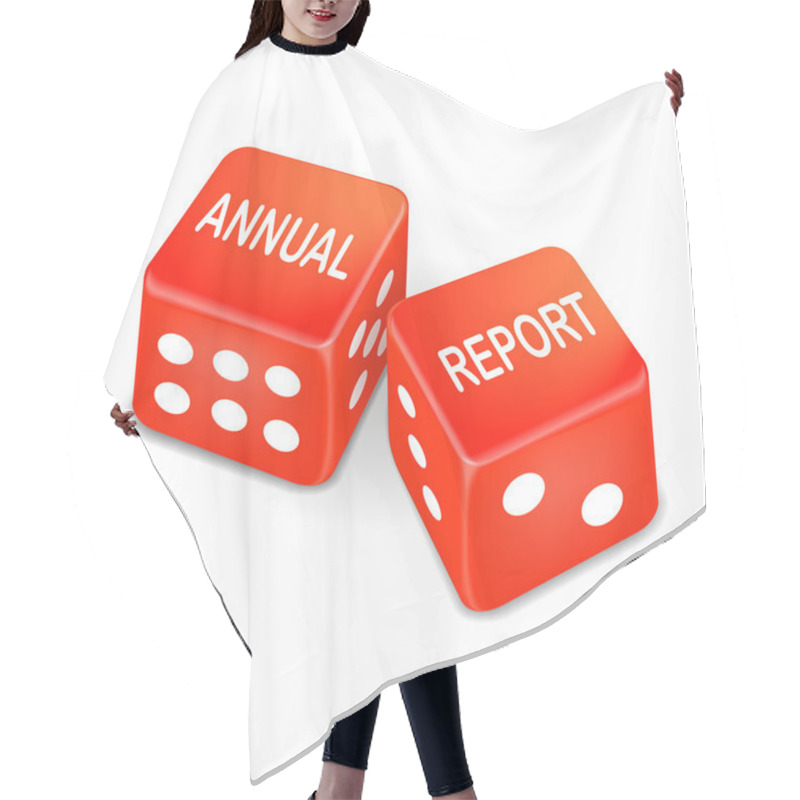 Personality  Annual Report Words On Two Red Dice Hair Cutting Cape