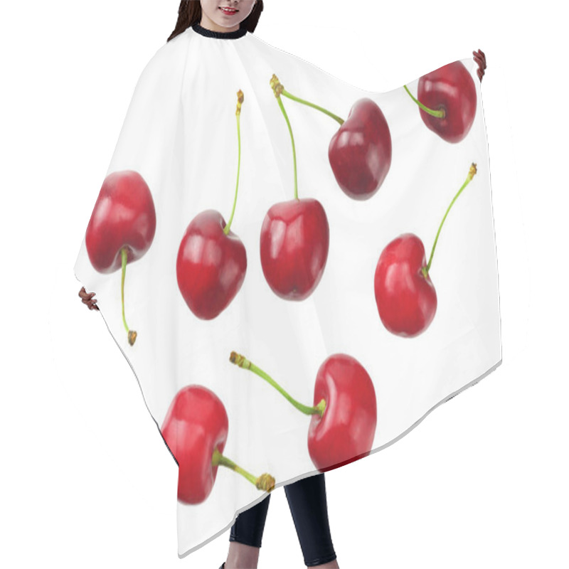 Personality  Red Cherry Isolated On White Background. Top View Hair Cutting Cape