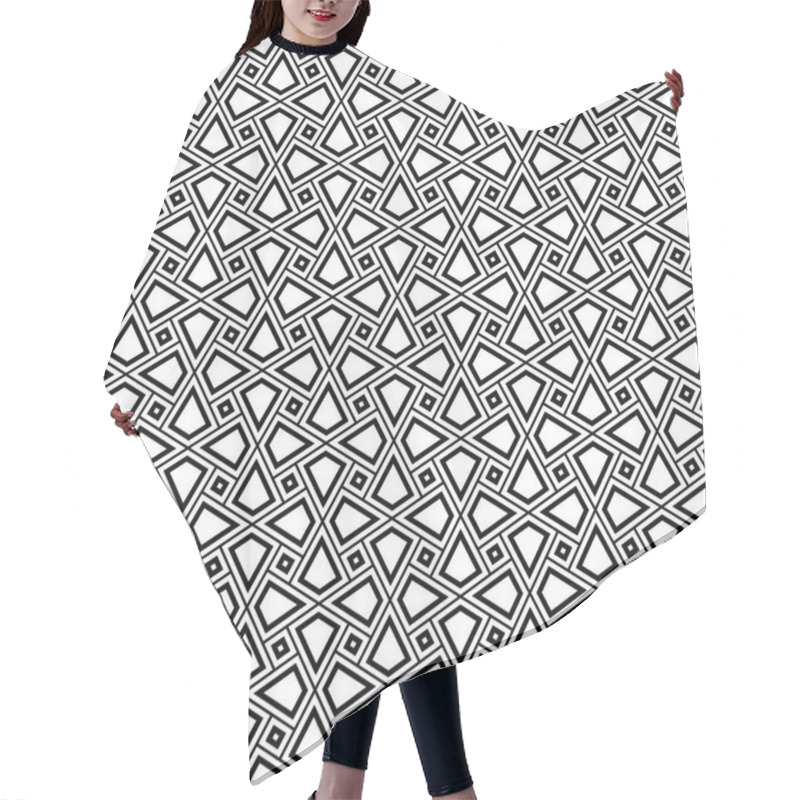 Personality  Seamless Arabic Geometric Ornament In Black And White. Hair Cutting Cape