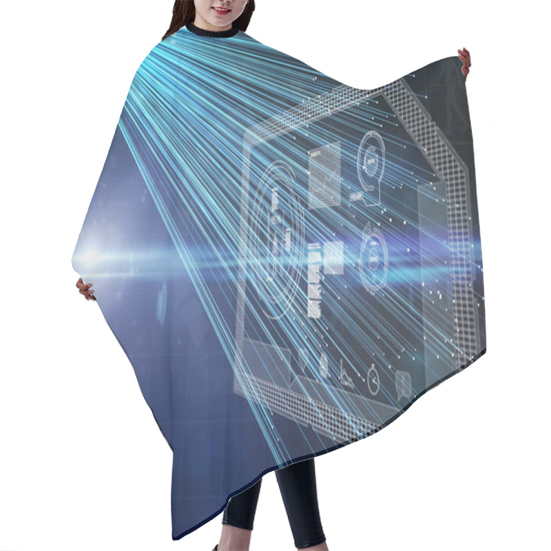 Personality  Composite Image Of Fitness Interface Hair Cutting Cape