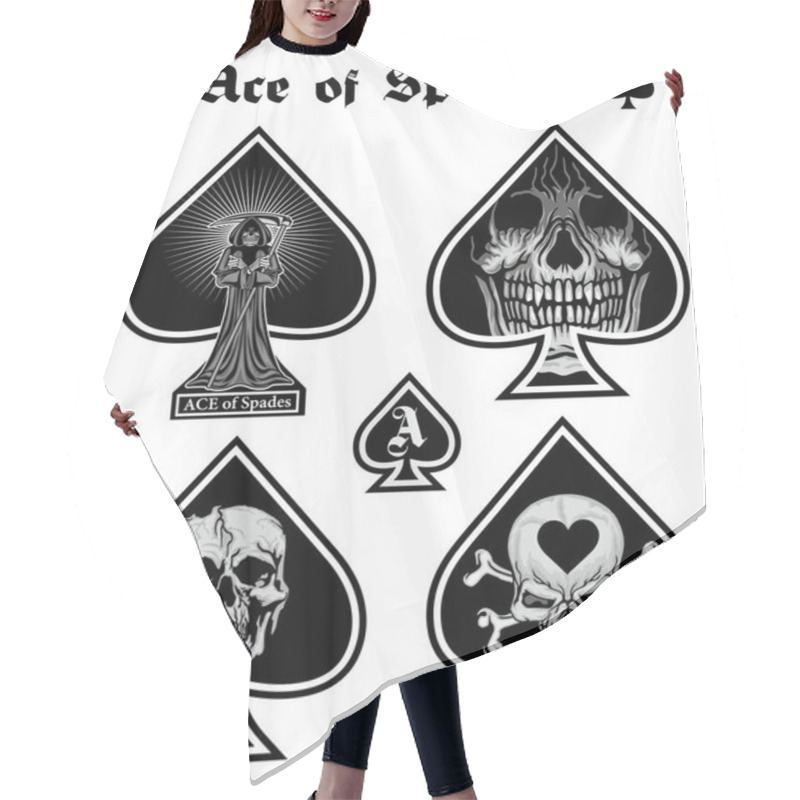 Personality  Set, Ace Of Spades With Skull Hair Cutting Cape