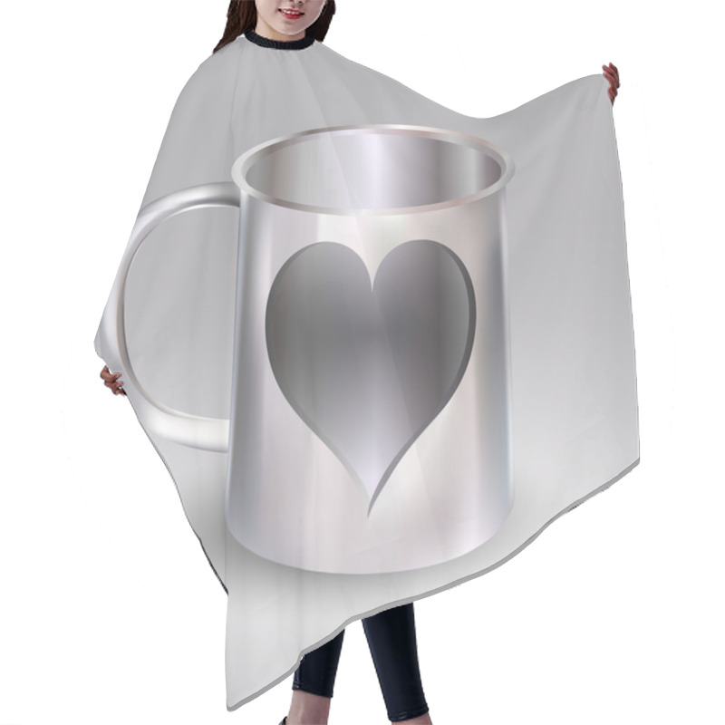 Personality  Steel Cup With Heart. Vector Illustration. Hair Cutting Cape