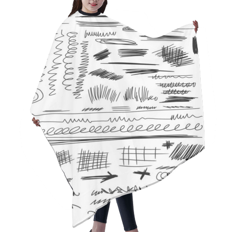 Personality  Doodle, Set Hand Drawn Shapes, Line, Circle, Square Hair Cutting Cape