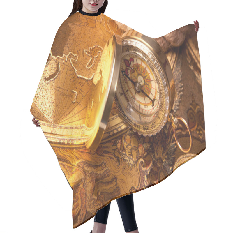 Personality  Treasure Map And Compass Hair Cutting Cape