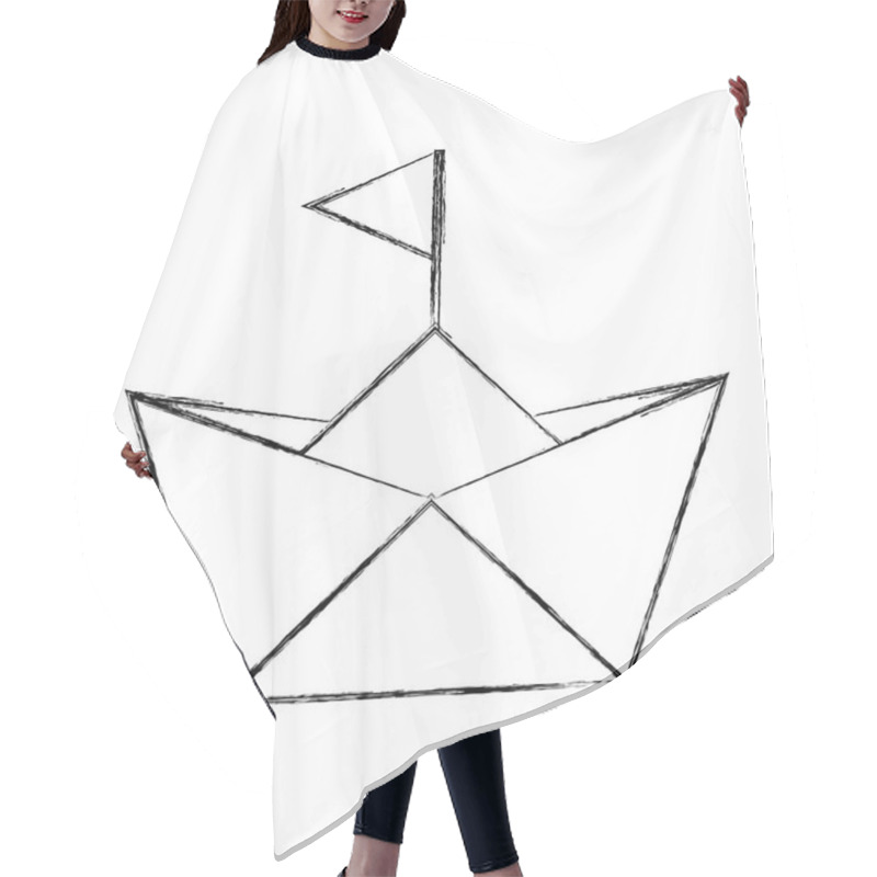 Personality  Paper Ship Toy Isolated Icon Hair Cutting Cape